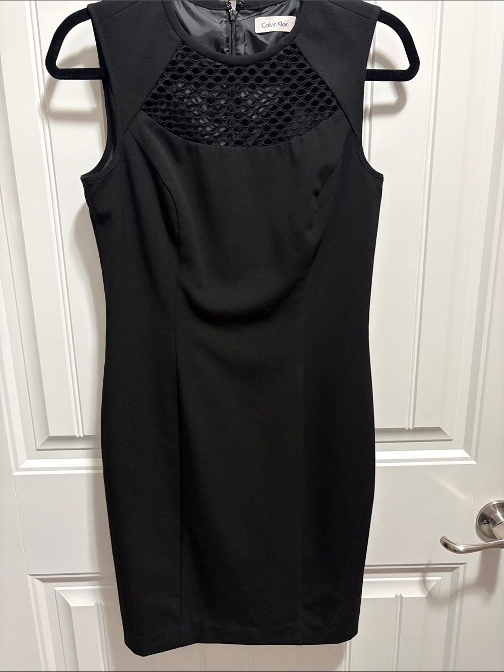 Calvin Klein Black Mesh Illusion Sheath Dress Size 4